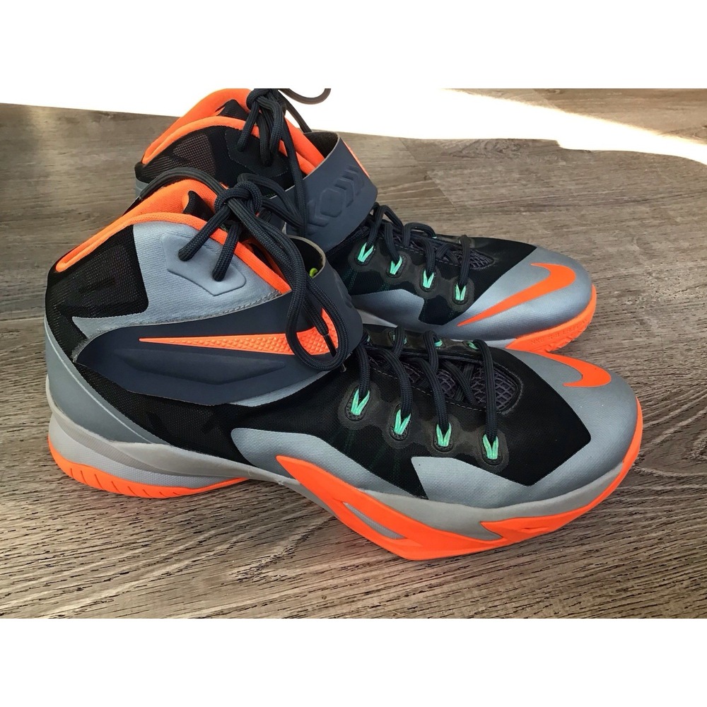 Nike LeBron Zoom Soldier 8 Shoes Mens Size 13 Gray Orange Basketball 653641-080